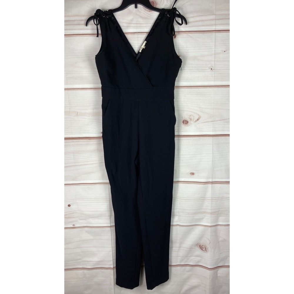 Maje Jumpsuit Womens 40 Large Pazzy Sleeveless Black Tie Shoulder Pockets Solid